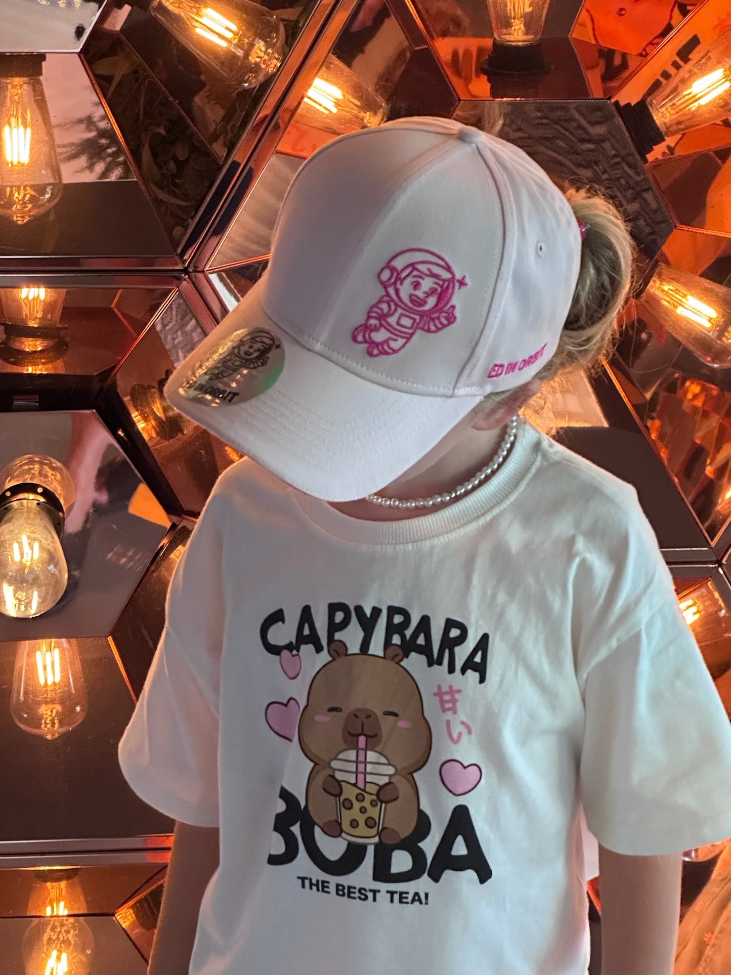 Ed In Orbit Baseball Cap - Kids Pink